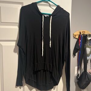 Black and White Cropped Hoodie Shirt